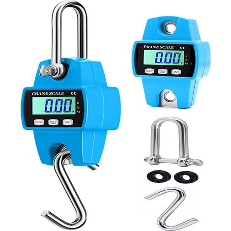 Pèse-grue - 300 kg - Portable - Balance sauvage - Balance à traction - Balance à poisson pour valise, pêche - Bleu (1/5)