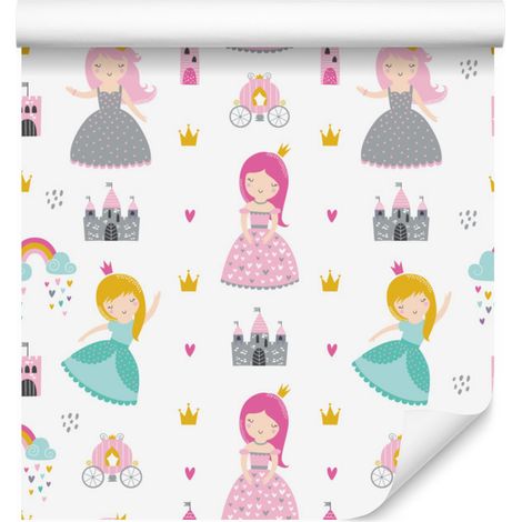 Papier peint château de princesse arc-en-ciel, motif conte de fées, pour salon et chambre, 50 x 1000 cm (1/5)