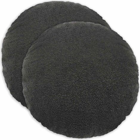 Housse de coussin 2 pcs HEERLEN Gris foncé Ø 60 cm Bouclé vidaXL