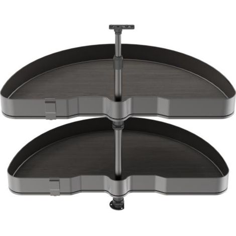 Emuca Jeu de plateaux tournants Harmony 1/2 lune, Module largeur 800mm, Hauteur réglable, Acier et Bois, Gris anthracite - talla