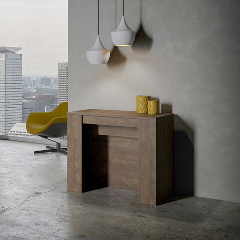 Consola mesa comedor extensible 90 x 48 - 296 cm madera Venus Noix (1/5)
