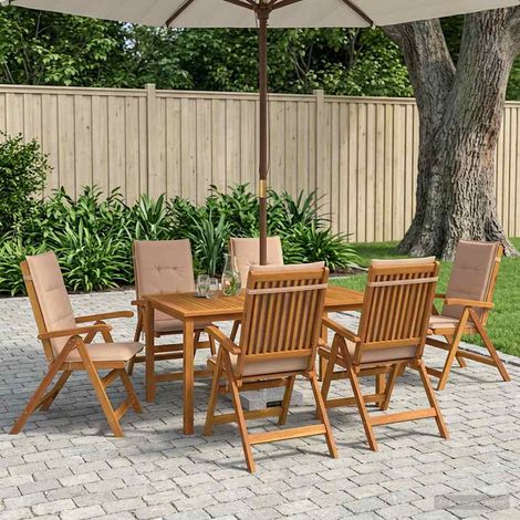 vidaXL Conjunto de comedor de jardín de 7 piezas Natural (1/5)