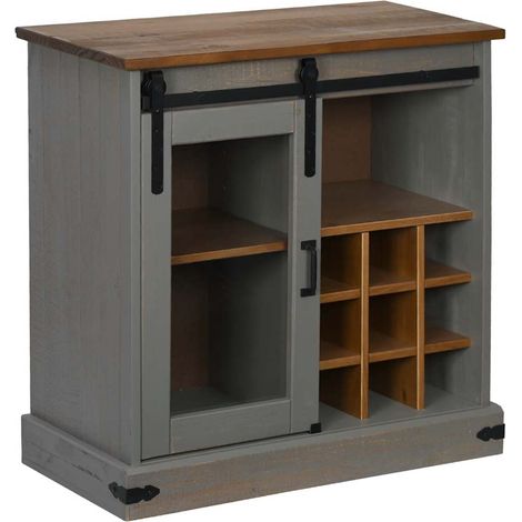 vidaXL Credenza HALDEN con Anta Scorrevole 80x40x80 cm Legno Massello (1/5)