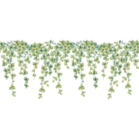 Stickers muraux en forme de feuilles d'eucalyptus vert frais, stickers pour vitres, stickers décoratifs pour salon et chambre. (1/5)