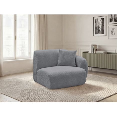 BOBOCHIC - Chauffeuse 1 place avec accoudoir pour canapé modulable ANDA tissu chenille Angle droit Gris (1/5)