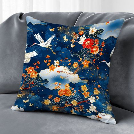 Housse de coussin fleurs jardin, décoration salon élégant,40×40cm (1/5)