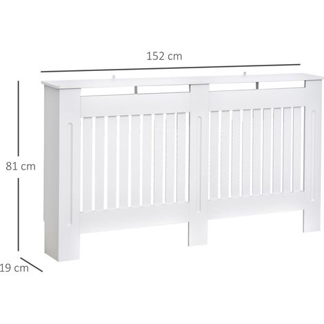 Cache-radiateur en MDF à lattes pour la maison et le bureau, 152 x 19 x 81 cm, blanc (1/5)