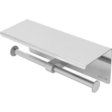 Toilettenpapierhalter aus Edelstahl mit Ablage, selbstklebend, kein Bohren erforderlich, Toilettenpapierrollenhalter für Badezimmer K10 304 (1/5)