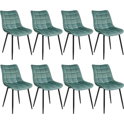 WOLTU Juego de 8 Sillas de Comedor de Terciopelo Turquesa (1/5)