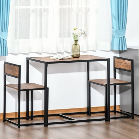 CHICFURN Set tavolo da pranzo 90x47 cm 3 pezzi MDF naturale metallo salvaspazio (1/5)