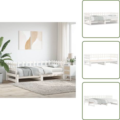Letto per ospiti - vidaXL Dormeuse Estraibile Bianca 2x(80x200) cm Legno Massello di Pino - Materasso per letto