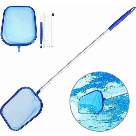 Épuisette de nettoyage pour piscine, filet à feuilles pour eaux peu profondes avec manche, filet en aluminium à 5 sections - Sunny (1/3)