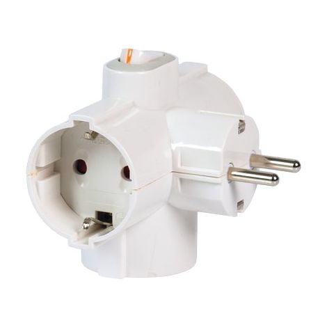 ADATTATORE TRIPLO SCHUKO-SCHUKO+ INT. 16A FME - BIANCO 2P+T- 1 pezzi