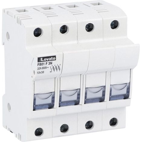 Portafusibili Sezionabili 3P+N 10X38 ( LOVATO cod. FB01F3N )