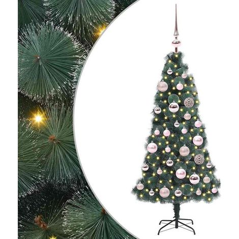 Un sapin de Noël artificiel pré-illuminé avec un ensemble de boules décoratives. (1/5)