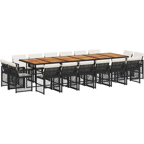 Maison Exclusive - Ensemble à manger de jardin 17 pcs coussins noir résine tressée (1/5)