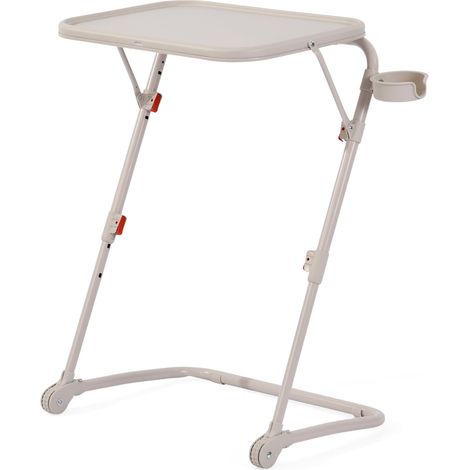 Meuble Cosy Bout de Canapé Pliable Réglable – Table d’Appoint Compacte avec Plateau Inclinable, Porte-Gobelet, Table de Lit sans Montage pour Salon, Canapé, Chambre, Beige (1/5)