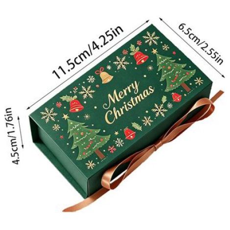 Boîte Cadeau Noël - 11.5 x 6.5 x 4.5 cm - Pour Chocolats Bonbons Bijoux - Blanc Vert Bleu - Lot de 3 (1/5)