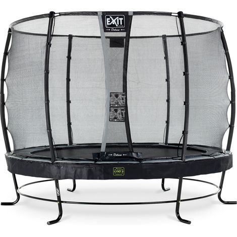 EXIT Elegant Premium Trampoline 10ft with Deluxe Safety Net – Black