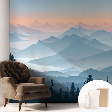 Carta Da Parati - Murale Alla Moda Decorazione - Camera Da Letto - Con Colla Gratuita panorama montano 250x250 cm (1/5)