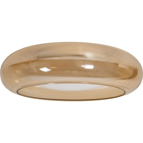 Lampada da soffitto con luci LED integrate paralume in vetro marrone a forma di anello Nith (1/5)