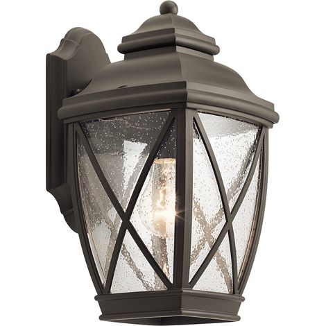 Außenleuchte Wandlampe ALU Glas H 34,1 cm Bronze Laterne Gartenlampe Klassisch (1/3)