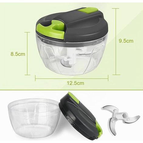 Mini Chopper, Onion, Garlic, Meat, Baby Food, Fruit, Vegetables – Stainless Steel Blades (1/2)