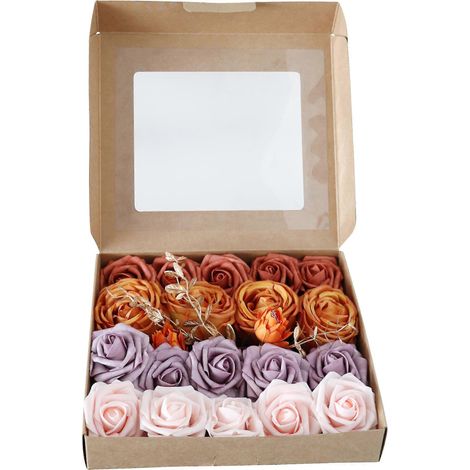 Boîte de fleurs artificielles à composer soi-même pour bouquet de mariage, décoration de fête ou d'intérieur (27 x 25 x 5 cm) (1/5)