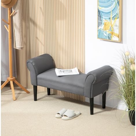 MEUBLIV Panchina d'appoggio 102x36x51 cm grigio scuro - seduta imbottita (1/5)