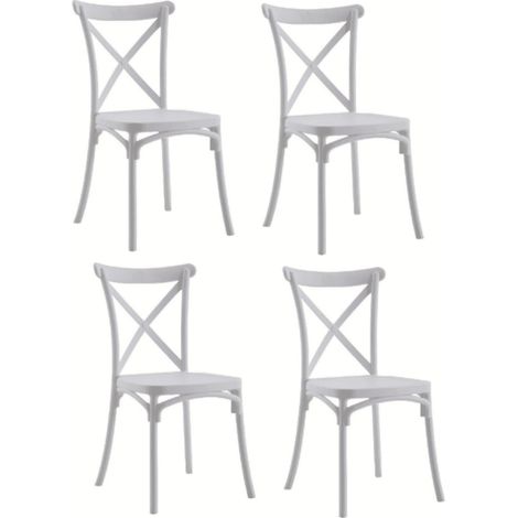 KIT 4 SEDIE POLIPROPILENE CUCINA BAR RISTORANTE SEDIA INTERNO ESTERNO BIANCO 412