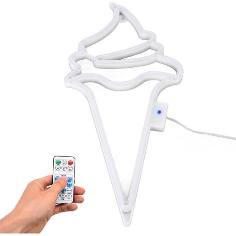 Lampe néon LED Glace, télécommande 18 touches, 8 modes, minuterie, décoration murale pour salon, restaurant, fête, bar, KTV, anniversaire, cadeau, USB ou piles (sans piles, télécommande avec piles int (1/5)