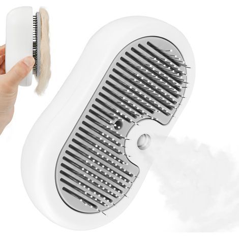 Brosse Vapeur Chat Rechargeable - Brosse Vaporisateur pour Chat Poil Long et Court avec Bouton de Déclenchement, Nettoyeur Vapeur pour Chien et Animaux de Compagnie Élimine Les Poils (1/5)