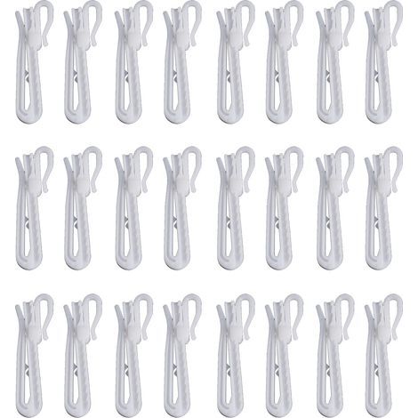 50 Pièces Cochets de ideaux Clips Blancs en Plastique, pou la Plupat des ideaux Qui Nécessitent des Cochets (1/5)