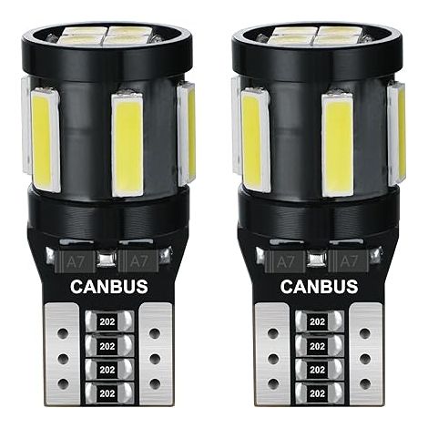 T10 W5W LED Ampoule CANBUS 10SMD 501 194 168 12V Remplacement pour Voiture Position Feux Intérieur Lumière Dôme Plafonnier Coffre Porte Plaque D'immatriculation 6500K Blanc (1/5)