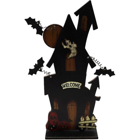 5 decoraciones de mesa de madera con forma de calavera y calabaza para fiestas de Halloween (1/5)