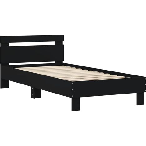 Estructura cama con cabecero madera ingeniería negro 90x200 cm vidaXL (1/4)