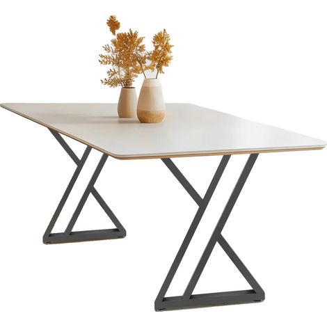 Pieds de table, hauteur 70 cm, design en X, capacité de poids 300 kg, ensemble de 2, matériau en fer et caoutchouc (1/5)