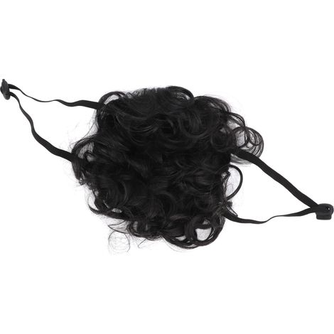 Perruque pour animaux de compagnie avec bande élastique ajustable, lavable, pour chiens et chats de petite, moyenne et grande taille, tête noire explosive (1/5)