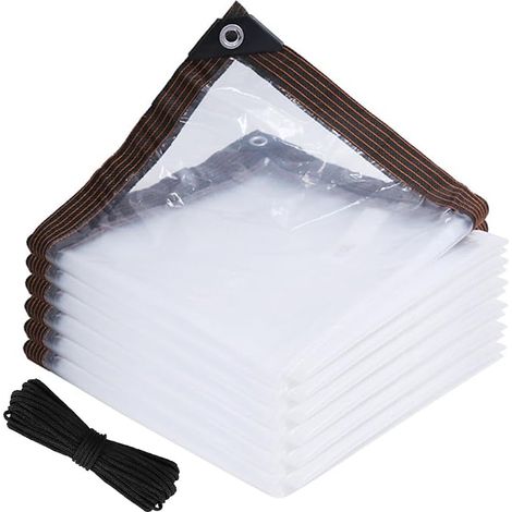 Telone trasparente, 2 m x 3 m, resistente, impermeabile, trasparente, con occhielli e corda, pannello laterale impermeabile per gazebo, telo trasparente in PVC rinforzato spesso per giardino, gazebo, (1/5)