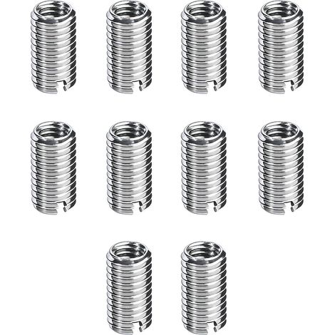 Lot de 10 inserts filetés M8/M10 – Acier inoxydable – Écrous autotaraudeurs M8 x 1,25 mm et M10 x 1,5 mm – Résistants aux vibrations