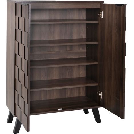 Scarpiera moderna con 5 scomparti effetto legno scuro 80 x 35,5 x 110 cm (1/5)