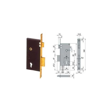 SERRATURA DA INFILARE A CILINDRO 2 MAND. BORDO QUADRO 5C110  mm.45 (5C110450)    CISA