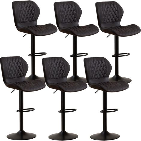 Barhocker mit Lehne, 360° drehbar, höhenverstellbar, Kunstleder, 6er Set (1/5)