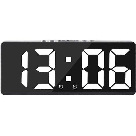 Réveil numérique LED, grand affichage, convient pour une utilisation à domicile/de chevet/dans la cuisine, lunette noire.