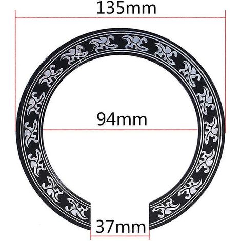 Rosace autocollante ronde en PVC de 38, 39/40 et 41 pouces pour guitare, noire et argentée.