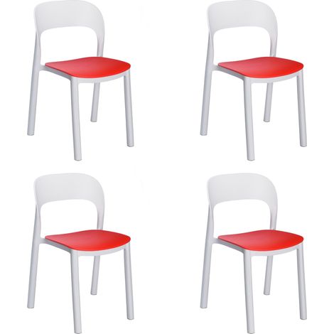 garbar ONA Set 4 Silla Interior, Exterior Blanco - Rojo