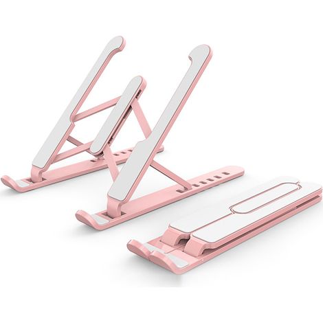 Support réglable pour ordinateur portable et tablette, support multi-angles, portable et pliable, pour ordinateurs portables de 10 à 16 pouces, design ajouré rose (1/5)
