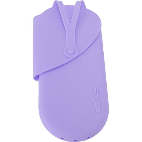 Pochette en silicone résistante à la chaleur avec trou de suspension, tapis de voyage portable pour fer à friser et lisseur, coussin pour outils de coiffure, violet (1/5)