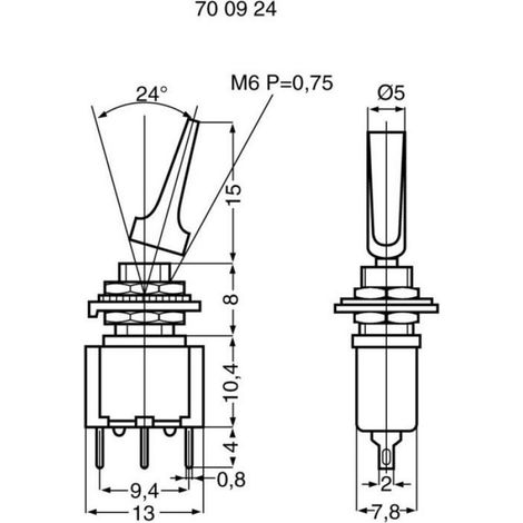 Interrupteur A Levier - 250 V AC 3 A - 1 X On/On - Monopolaire - Fixation Par Plot À Souder - 1 Pièce (1/2)
