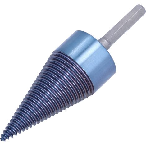 Brennholzspalter mit Drehmechanismus, Kegelbohrer, Sechskantschaft, blau beschichtet, 42 mm L (1/5)